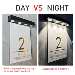 Señal de número de casa <span class=keywords><strong>solar</strong></span>, placa LED, láser acrílico 3D, nombre <span class=keywords><strong>Solar</strong></span>, señal de puerta, número de casa al aire libre, nombre de calle, placas de puerta - Product Image 5