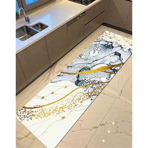 Tapis en marbre doré : Tapis gris scintillant antidérapant, avec poils doux - Product Image 5