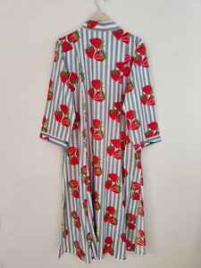 Robe en coton à imprimé fruits |   Robe d'été légère et respirante |   Robe pour femme en coton à imprimé blocs, élégante et confortable - Product Image 6