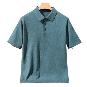 100% pull en mérinos été hommes revers pull à manches courtes POLO cou pull haut ample tricoté vêtements grande taille T-shirt - Product Image 4