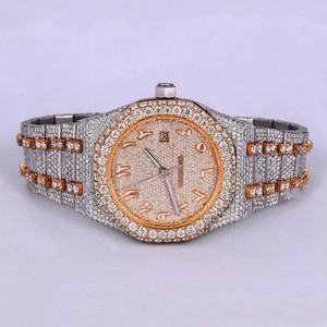 2024 luxe pour mécanisme japonais certifié montre mécanique VVS Moissanite diamant glacé 18mm nouveau verre en acier inoxydable ETA - Product Image 3