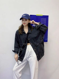 <b>Womens</b> Oversized Denim Jacket <b>Vintage</b> Blue Wash Long Sleeve <b>Jean</b> Coat Casual Loose Fit Outerwear Trendy Streetwear - Product Image 6