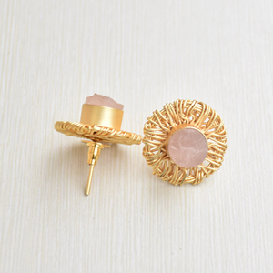 Boucles d'oreilles en perles de laiton en gros, boucles d'oreilles en pierre organique, finition en laiton satiné, design bohème chic, qualité d'exportation en vrac - Product Image 5