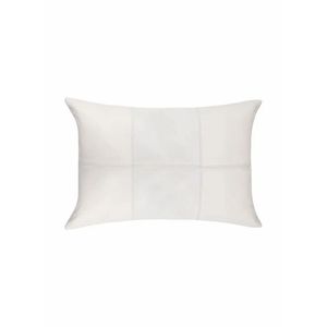 White Leather <b>Throw</b> Pillow <b>Cover</b> with Leaf Stitching for Home <b>Sofa</b> - Product Image 1