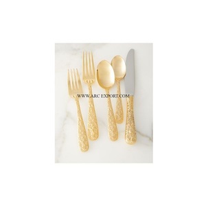 ชุดช้อนส้อมแบบแบนมีดสเตนเลสขัดเงาสีทองดีไซน์เนอร์ชุดเครื่องใช้บนโต๊ะอาหาร - Product Image 1