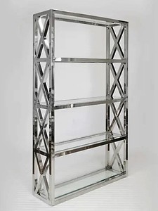 Thép không gỉ đa qua kệ sách với 5-Tier tấm trong thủy tinh được sử dụng cho kệ trưng bày và thư viện trong Home & nội thất văn phòng - Product Image 4