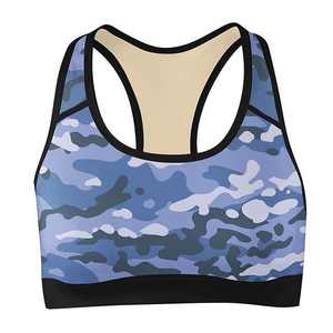 Sujetadores deportivos de alta elasticidad personalizados al por mayor, ropa deportiva impresa por sublimación para Fitness, Yoga, estirable, absorbente del sudor frontal - Product Image 3