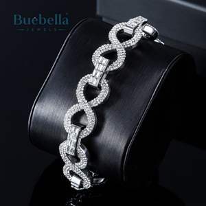 Hot Sale 16mm 18K White Gold 925 Silver Iced Infinity Link Bracelet for <b>Men</b> Hip Hop Jewelry - Product Image 3