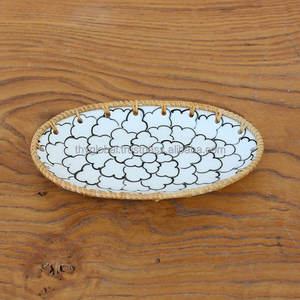 Plateau en nacre avec rebord en rotin plateau en rotin en nacre le plus élégant à un prix approprié - Product Image 5