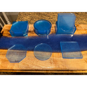 Ensemble de 5 sous-verres en résine époxy Azure Luxe, sous-verres promotionnels personnalisables de qualité supérieure - Product Image 2