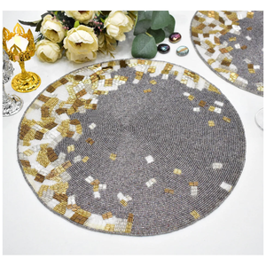 Napperon arrondi de conception colorée à la mode avec des tapis de conception de perles pour la décoration intérieure vaisselle Table à manger fête par glowin fashion - Product Image 4