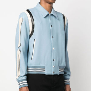 Chaqueta Escolar de Béisbol para Hombre OEM, Tejido de Lona Transpirable, Cierre de Cremallera, Bolsillo Frontal, Bordado, Talla Grande, Estilo Vintage - Product Image 3