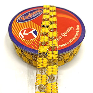 Venta caliente personalizable trenza hilo metálico adorno de encaje dorado para zapatos precio al por mayor correas étnicas ofertas de encaje - Product Image 1