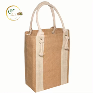 Sac de bouteille de vin en jute imprimé de logo personnalisé 100% matériau de jute Textiles de bonne qualité et produits en cuir à vendre - Product Image 2