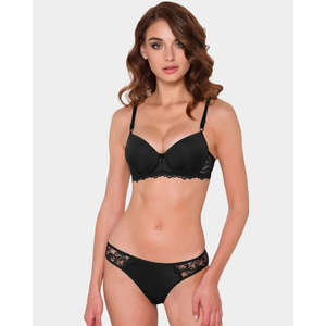 Ensemble de soutien-gorge microfibre rembourré à armatures 550, culotte confortable avec nœud décoratif, logo, emballage en sachet, tailles 75-95B - Product Image 5