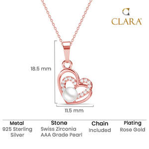 Pendentif Cœur en Or 14K avec Perle d'Eau Douce Adah, Chaîne Tendance, Diamant Taillé Coussin, Plaqué Rhodium, Or Rose, Motif Papillon et Fleur - Product Image 5