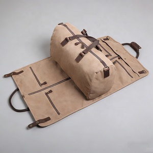 Sac de voyage convertible personnalisé avec logo, sac de week-end haut de gamme, sac de voyage en toile cirée durable, housse de costume en cuir rétro, sac de voyage en toile cirée - Product Image 3