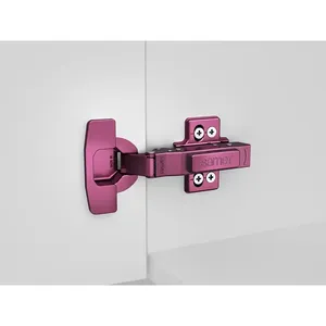 Charnière de meuble plate freinée 48 axes, base 4 trous, violette, par Master Spectrum - Product Image 2