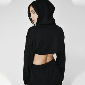 Hoodies courts personnalisés style streetwear thermiques, hoodies courts unis en vrac pour la vente en ligne - Product Image 2