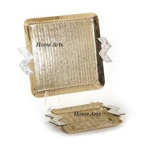 Lot de 2 plateaux de service pour thé et café de différentes tailles Plateau de service pour bonbons en aluminium au design fabuleux - Product Image 3