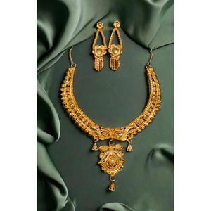 Vente en gros de colliers et de boucles d'oreilles en plaqué or 22 ct, ensemble de bijoux boucles d'oreilles et collier de style unique pour femmes - Product Image 1