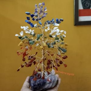 Árbol de cristal con base de piedra en bruto, venta al por mayor, reiki natural, curación, siete chakras, base de piedra áspera, árboles de piedras preciosas a la venta - Product Image 1