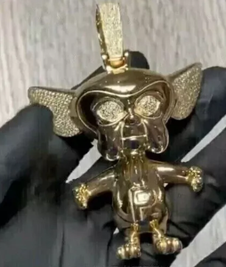 จี้เงินสเตอร์ลิง14K สีเหลืองทองสำหรับผู้ชาย2CT สมองเพชรแท้สามารถปรับแต่งรูปการ์ตูนได้ - Product Image 2