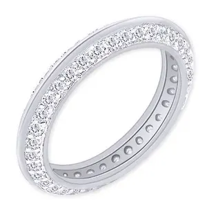 Bague éternelle pavée en moissanite taille 1 carat, en argent sterling 925 plaqué or platine, tendance, bord de couteau, pour fiançailles - Product Image 2