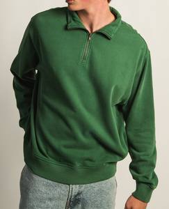 Luxe 500gsm coton demi fermeture éclair sweat poids lourd hommes pull Streetwear sweat impression personnalisée en gros - Product Image 1