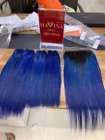 Os bleu cheveux raides vierge cuticule cheveux alignés échantillon gratuit paquets de cheveux vierges avec fermeture prix de gros