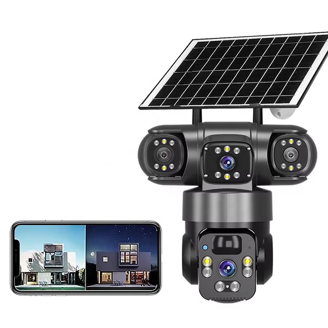 Outdoor 6MP Three Lens Cctv Camera Wifi Security IP66 Waterproof Motion Detection Alarming V380 Pro 4G Cameras