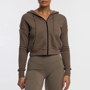 KATBROS INDUSTRY OEM Vente en gros – Nouveauté tendance : Sweat-shirts à capuche courts en toile délavée pour femmes, respirants, haute qualité, meilleur style - Product Image 5