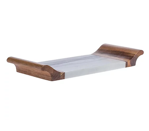 Plateau de service en bois de marbre de qualité supérieure pour les fêtes design personnalisé marbre blanc aspect meilleur fabriqué en Inde - Product Image 4