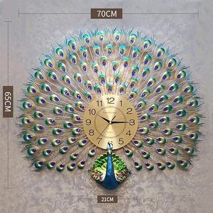 Large Abstract Peacock with Wing <b>Wall</b> <b>Clock</b> Modern Silent Quartz Metal Decor <b>for</b> <b>Living</b> <b>Room</b> with Radio Movement - Product Image 3