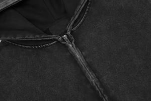 OEM 460 Gsm 100% algodón pesado lavado con ácido cremallera completa de gran tamaño recortada hombres sudaderas con capucha logotipo personalizado Sudadera con capucha - Product Image 3