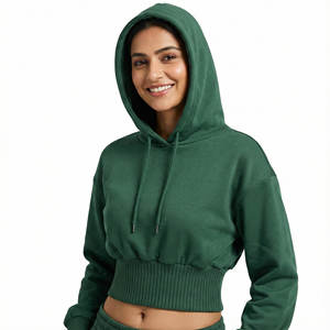 Sweat-shirts à capuche pour femmes en molleton de coton lourd, taille large, style corset, épaules tombantes, prix de gros - Product Image 1