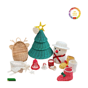 เครื่องประดับต้นคริสต์มาสหวายทำด้วยมือเป็นมิตรต่อสิ่งแวดล้อมเครื่องตกแต่งวันหยุดสไตล์โบฮีเมียนแบบชนบทสำหรับบ้านและงานเลี้ยงรื่นเริง - Product Image 2