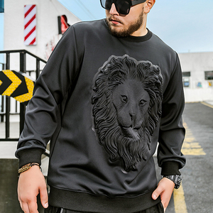 Meilleure vente hommes hiver surdimensionné charbon de bois 3D Logo en relief col rond polaire sweat respirant coupe-vent pour les commandes en gros - Product Image 6