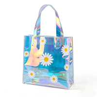 Sacs fourre-tout en PVC holographique irisé arc-en-ciel personnalisés, réutilisables, pour le shopping, avec n'importe quel motif, vente en gros directe usine OEM - Offre Spéciale