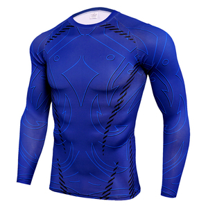 Precio al por mayor de manga larga Rash Guards MMA Rash Guard Camisas de compresión Ropa deportiva Poliéster Spandex Hombres Rash Guard para la venta - Product Image 5