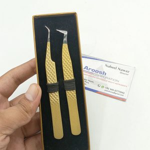 Pince à épiler d'extension de cils de type L à 45 degrés couleur or en gros - Product Image 4