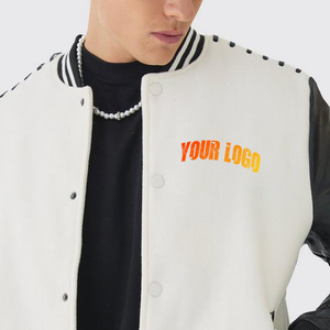 Chaquetas Varsity de cuero personalizadas Tallas grandes Piel de cordero 100% Chaqueta Varsity de cuero genuino auténtico para hombres Abrigo de moda informal - Product Image 3