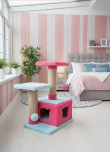 Arbre à chat et griffoir Amistar Zephyrka écologique de haute qualité à 3 niveaux, hauteur 75 cm, pour chats de toutes tailles - Product Image 5