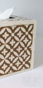 Boîte à mouchoirs en bois élégante faite à la main avec incrustation d'os support décoratif pour la maison et le bureau - Product Image 4