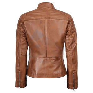 Chaqueta de Cuero para Mujer, Piel de Cordero Auténtica, Chaqueta de Cuero Elegante y Moderna, Prenda Exterior Premium para Motocicleta y Uso Casual - Product Image 6