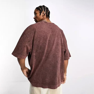 T-shirt personnalisé à logo délavé pour homme, coupe oversize, grande taille, 100 % coton, imprimé vintage, tissu tricoté, fibre de bambou incluse - Product Image 3