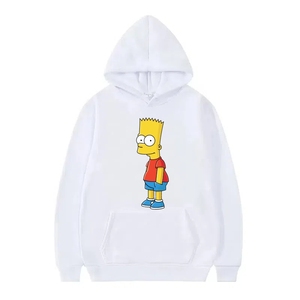 Pulls tendance pour hommes et femmes, motif Les Simpson, gris, coupe ample et sportive, avec capuche, pas cher - Product Image 3