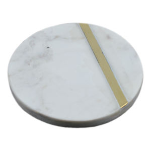 Dessous de verre ronds en marbre blanc faits à la main pour boissons, décoration de table, pierre, sous-verres - Product Image 3