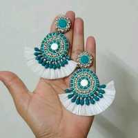 2025 produk baru desain bunga ungu emas uniseks buatan tangan manik biji guru pernyataan pernikahan anting-anting manik-manik