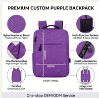 Mochila Profesional Personalizada Morada Minimalista para Negocios, con Puerto USB para Carga, Compartimento Delgado para Computadora Portátil, para Oficina